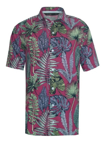 Camisa Manga Corta De Fibrana Hawaiana Bic-import Style