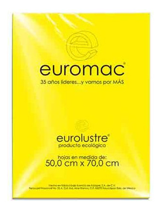 Papel Lustre Euromac El0001 Amarillo Canario 50cmx70cm 25pzs