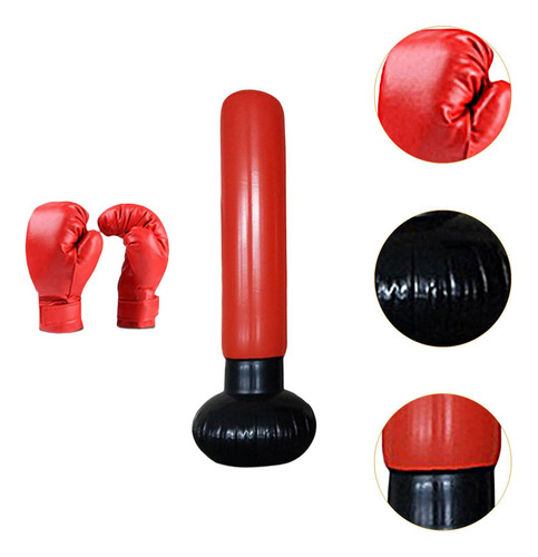 Bolsa De Boxeo Inflable Con Guantes De Boxeo Rojo