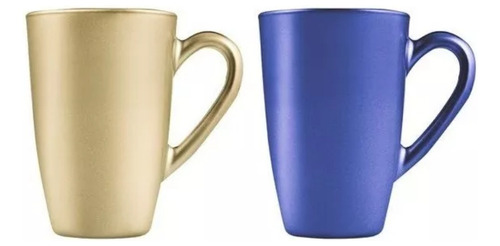 Juego De 2 Tazas Vidrio Para Café Azul&dorado325ml Pasabahce Color Azul y Dorado Azul y dorado