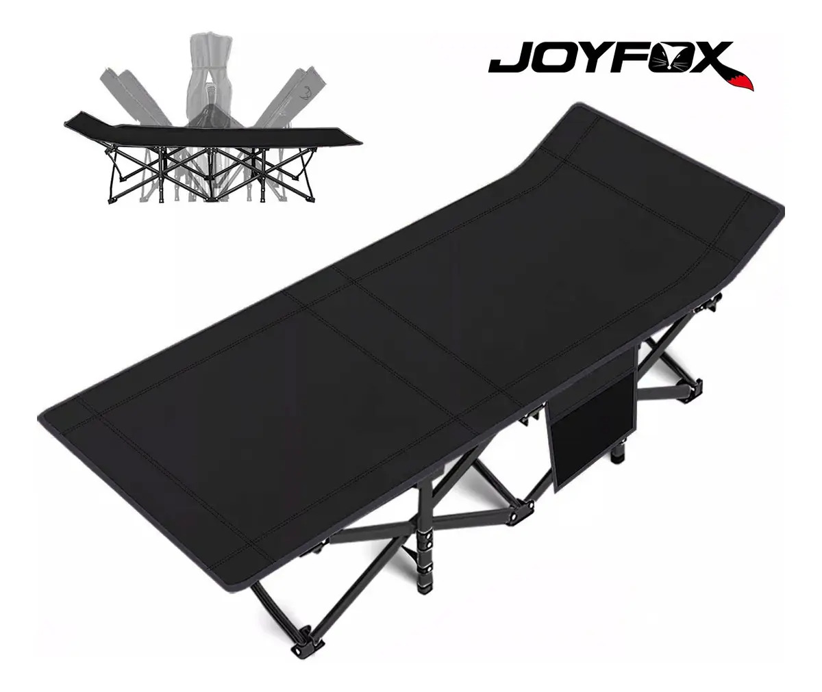 Cama Dobrável Joyfox 120kg Aço Carbono Oxford 600D Portátil Preto-escuro