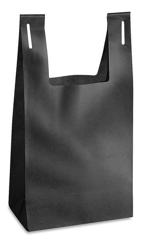 Bolsa Tipo Camiseta Reutilizable - 30x38x19cm, Negra-100/paq