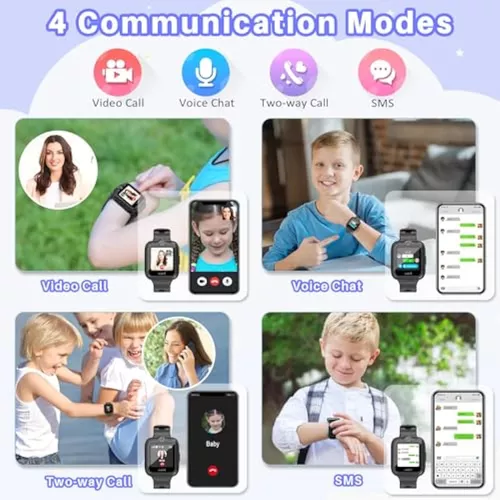  Reloj inteligente 4G para niños con rastreador GPS y llamadas,  pantalla táctil HD, reloj de teléfono celular para niños, combina SMS, voz,  videollamada, SOS, WiFi, función de desbloqueo facial, reloj de