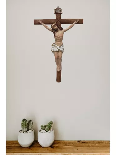 Crucifijo de Pared Marfil Antiguo cm 40x25 (15,7x9,8 in) en Cerámica de  Deruta (Italia)