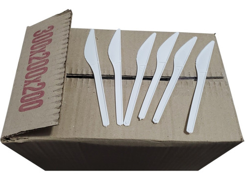 Cuchillo + Tenedor Plastico Blanco Descartable 2xcaja 1000 U