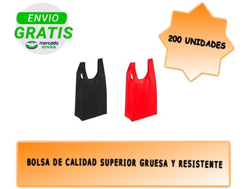 Pack 200 Bolsas Ecologicas Tipo Camiseta 50 X 22x 11,5 
