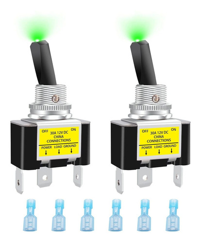 Weideer 2 Interruptores De Palanca Iluminados 30a 12v Spst (