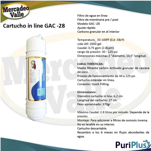Kit Repuesto In Line Filtro Osmosis Inversa Ro 50 Galones