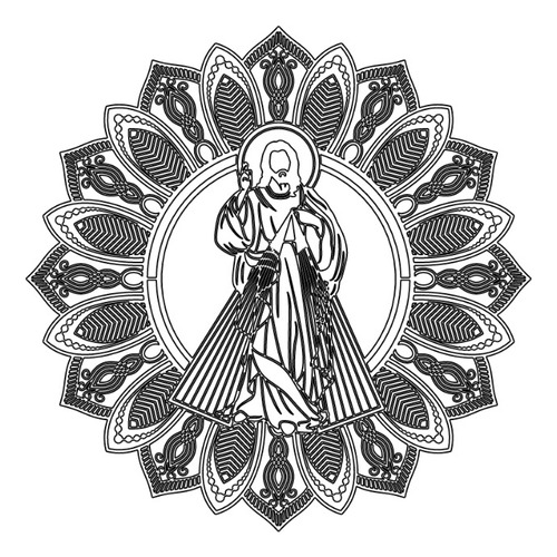 Mandala Decorativo Motivo Religioso - Corte Laser