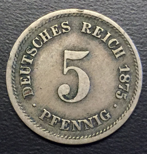 Ale327 Moneda Alemania Imperio 5 Pfennig 1875 D Vf Ayff