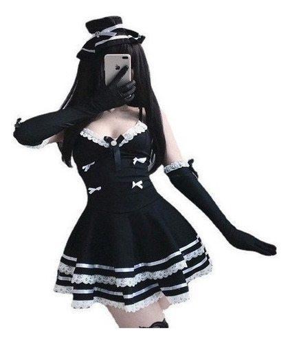 Vestido De Cosplay Gótico Lolita Maid Kawaii Muñeca Bebé