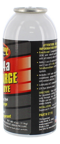 Aceite Tipo Ester Con Uv Detector De Fugas Y R134a 4oz