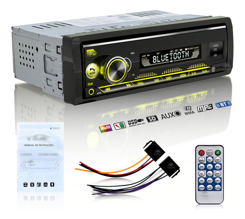 Som Automotivo Via Bluetooth Usb App Control Leitor Cartão