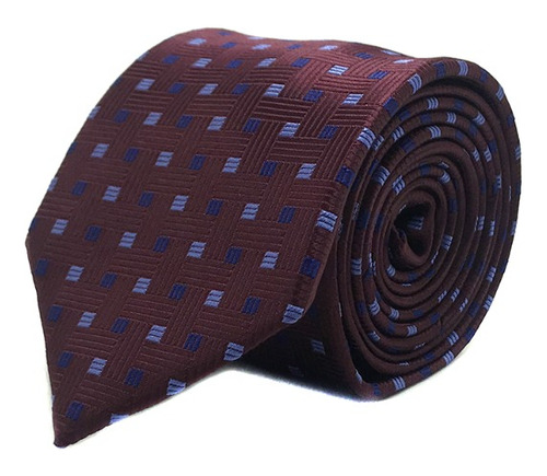 Corbata Seda Diseño Cuadros Burdeo 8cm 970