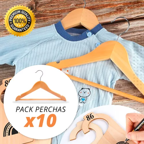 Pack X10 Perchas De Madera Blancas De Calidad Premium