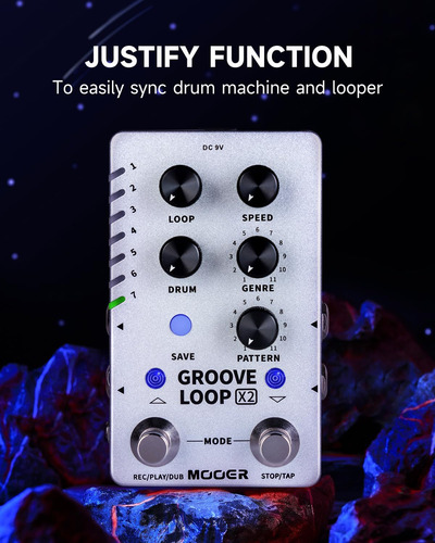 Mooer Groove Looper Pedal Drum Machine Stereo Guitar Loop...