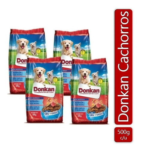 Imagen 1 de 3 de Alimento Para Perros Donkan Cachorros 500gr X4 Uds