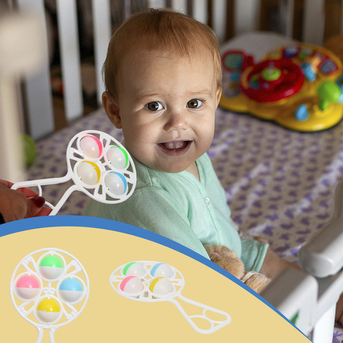 Chocalho Para Bebê Atividades Sensoriais Resistente 4 Bolas