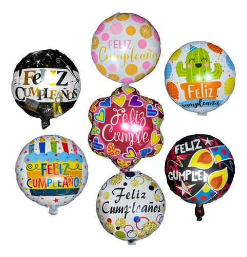 150 Globos Feliz Cumpleaños Metálicos Para Gas Helio