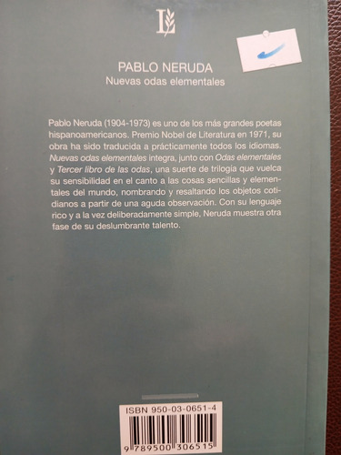 Nuevas Odas Elementales/la Barcarola. Pack 2 Obras P. Neruda