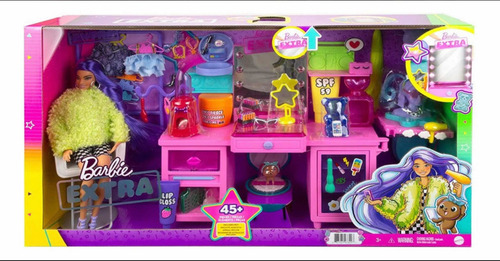 Barbie Extra Muñeca Y Set De Tocador Fashion Con Accesorios