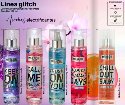 5 Lociones Corporales Refrescantes Fraiche De 250 Ml