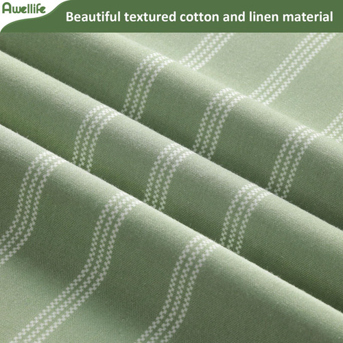 Cortina Para Ducha De Lino Diseño Rayas Estilo Bohemio Verde Verde Rayas