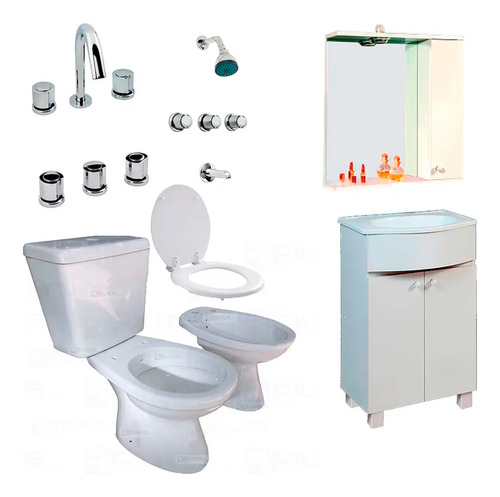 Juego De Baño Completo Griferia Inodoro Vanitory C67 Eg