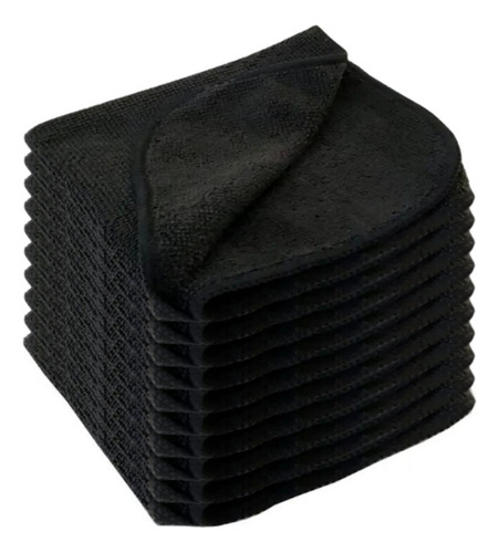 Kit 50 Panos De Microfibra Black 260gr/m2 30x30cm Auto Crazy Cor Preto