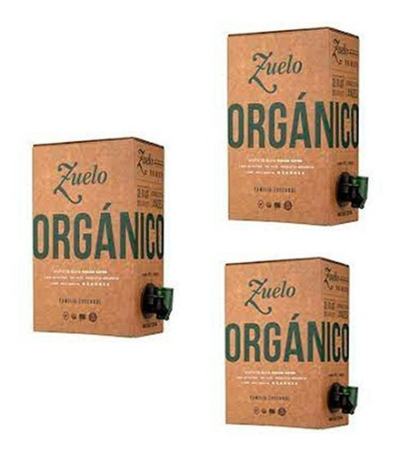 Aceite De Oliva Zuelo Organico Bib X2 Litros - Kit X 3 Cajas