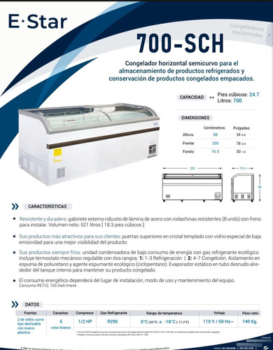 Congelador Horizontal Semicurvo 700-sch