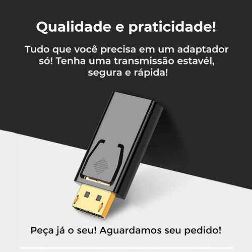 Adaptador Displayport Para Hdmi Conversor 4k 60hz Tv Monitor
