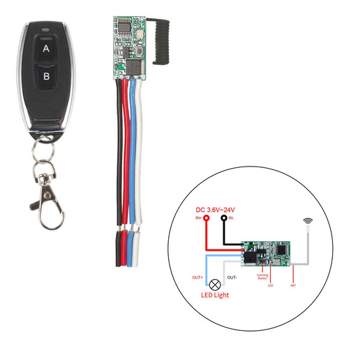 Mini Interruptor De Control Remoto Inalámbrico Rf 433mhz 12v