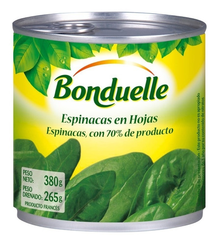 Espinaca En Hojas Bonduelle 380 Gr. Origen Francia