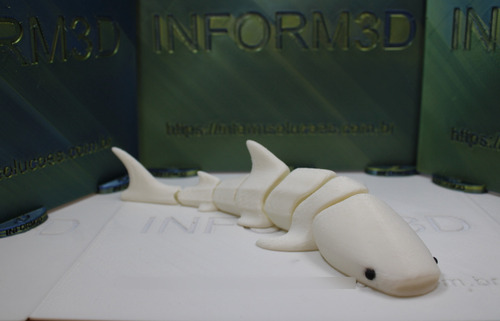 Figurinha Tubarão Articulado Inform3d - Coleção Tubaráo Branco