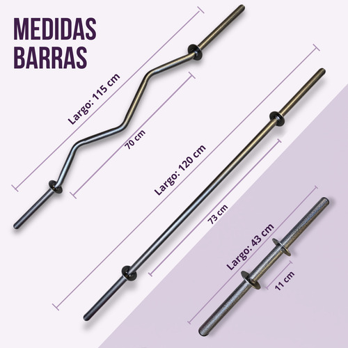 Set De Barra Recta, Barra Z, Barras Para Mancuernas Estándar