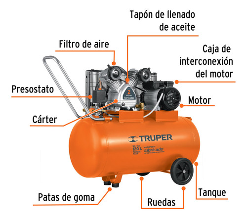 Compresora Horizontal De Banda 120 Litros Truper