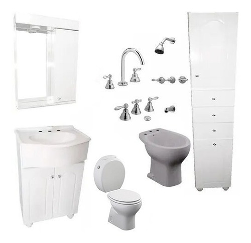 Combo Baño Vanitory Completo Ferrum Atuel Griferia Kiss