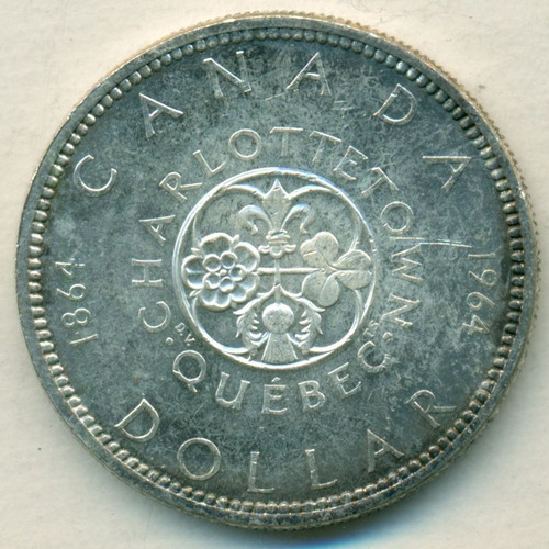 Canadá Moneda De Plata 800 Un Dólar 1964 Québec Escasa
