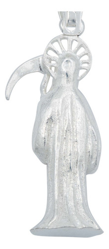 Dije Santa Muerte Liso Vista 3d Relleno De Plata Solida 925 Color Plateado