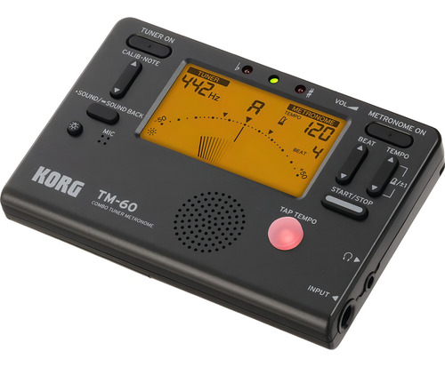 Sintonizador de metrônomo Korg TM60c Mic Black Contact 15 Rhythms