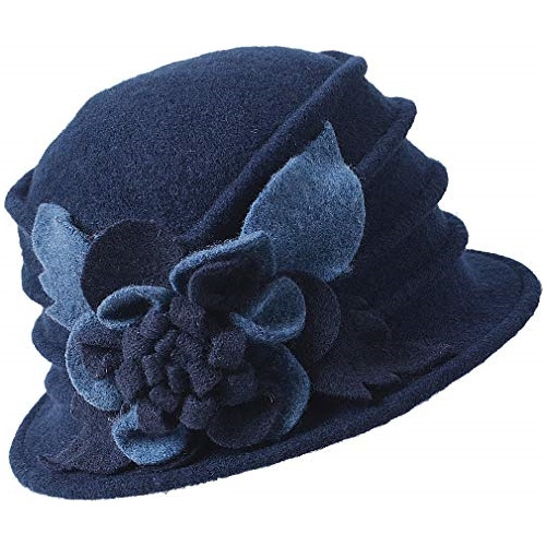 Sombrero De Invierno Vintage De Lana Floral Para Mujer