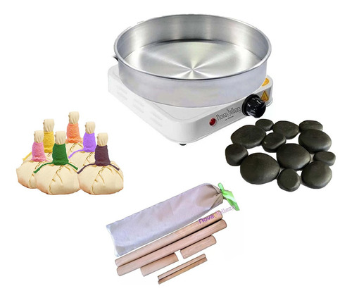 Kit De Pedras Quentes Vulcânicas Para Massagens Completo 