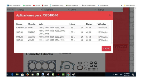 Imagen 7 de 7 de Juego De Empacadura De Motor Chevrolet Steem Y Suzuki Sideki