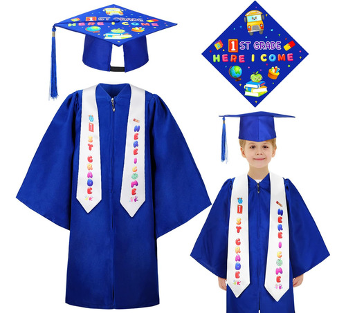 3 Piezas De Graduación De Jardín De Infantes, Gorro, Bata, E