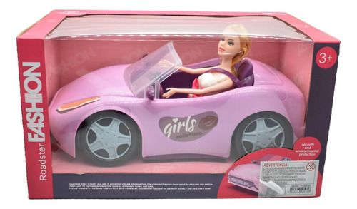Auto Descapotable Con Muñeca De Juguete Automovil Rosado