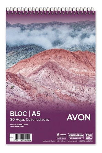 Block Avon A5 80 Hojas Cuadriculadas Ledesma