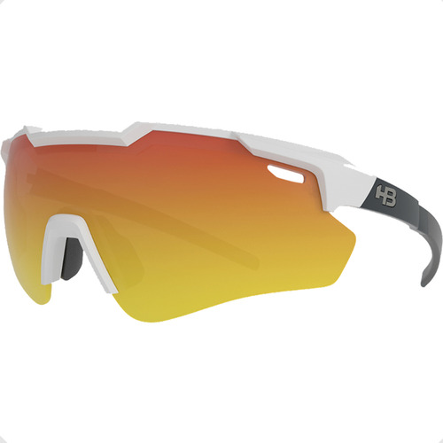 Oculos Sport Hb Shield Evo 2.0 Branco/grafite Lente Chrome Armação Branco E Grafite Fosco Lente Vermelha Chrome