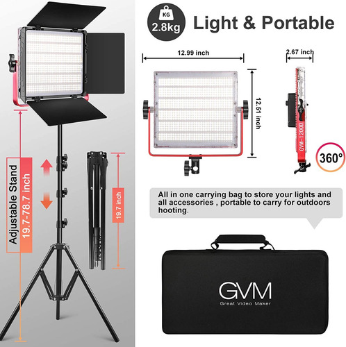 Kit Iluminación Gvm 1200d Rgb Led 50w Pack De 2 Nuevo!!!