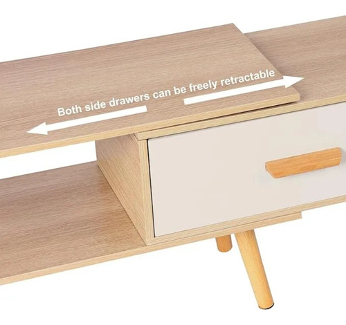 Rack Mueble Tv Ancho Extendible 180-258cm Moderno Minimalist Marrón